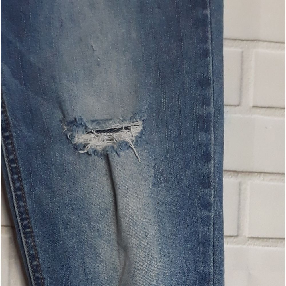 Free People Women's Distressed Skinny Stretch Denim Raw Hem Ankle Blue Jeans 24 - Picture 6 of 11